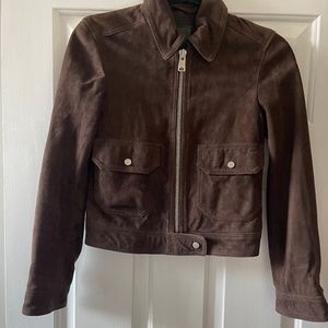 ALLSAINTS Brown Suede Orton Leather Jacket